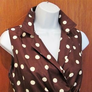 Jessica Howard Size 6 brown polka dot dress w/belt